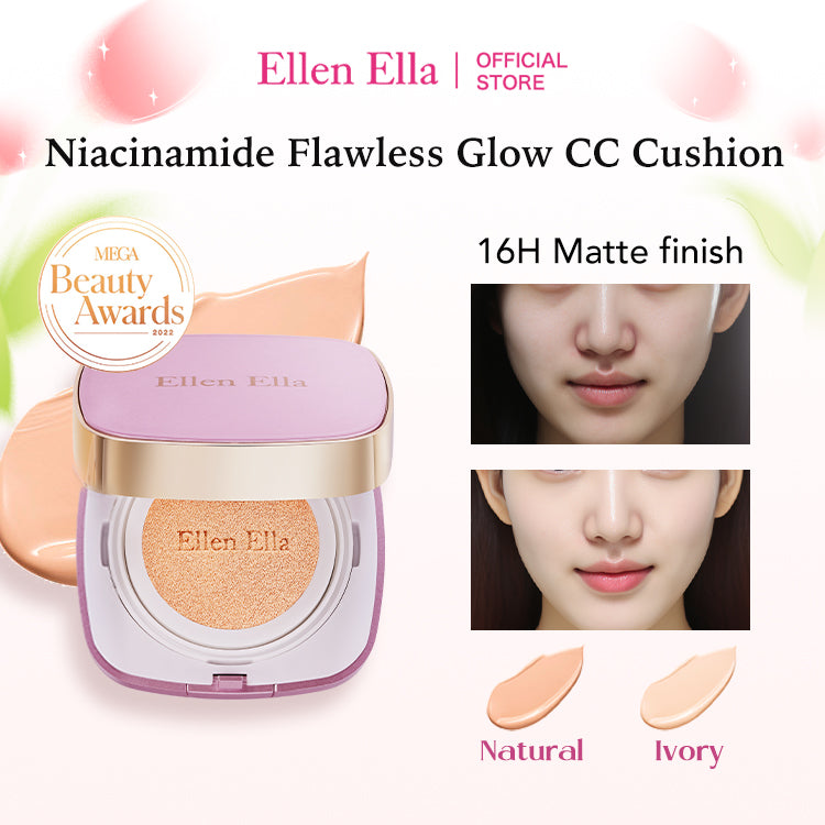 Ellen Ella Flawless Glow CC Cushion Foundation - SPF30, high concealer and 16 hours long lasting