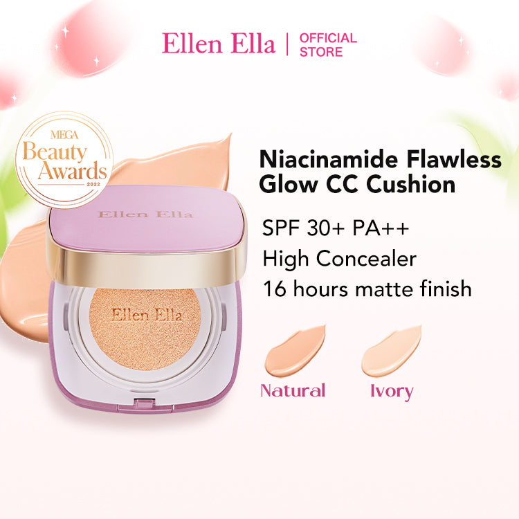 Ellen Ella Flawless Glow CC Cushion Foundation - SPF30, high concealer and 16 hours long lasting